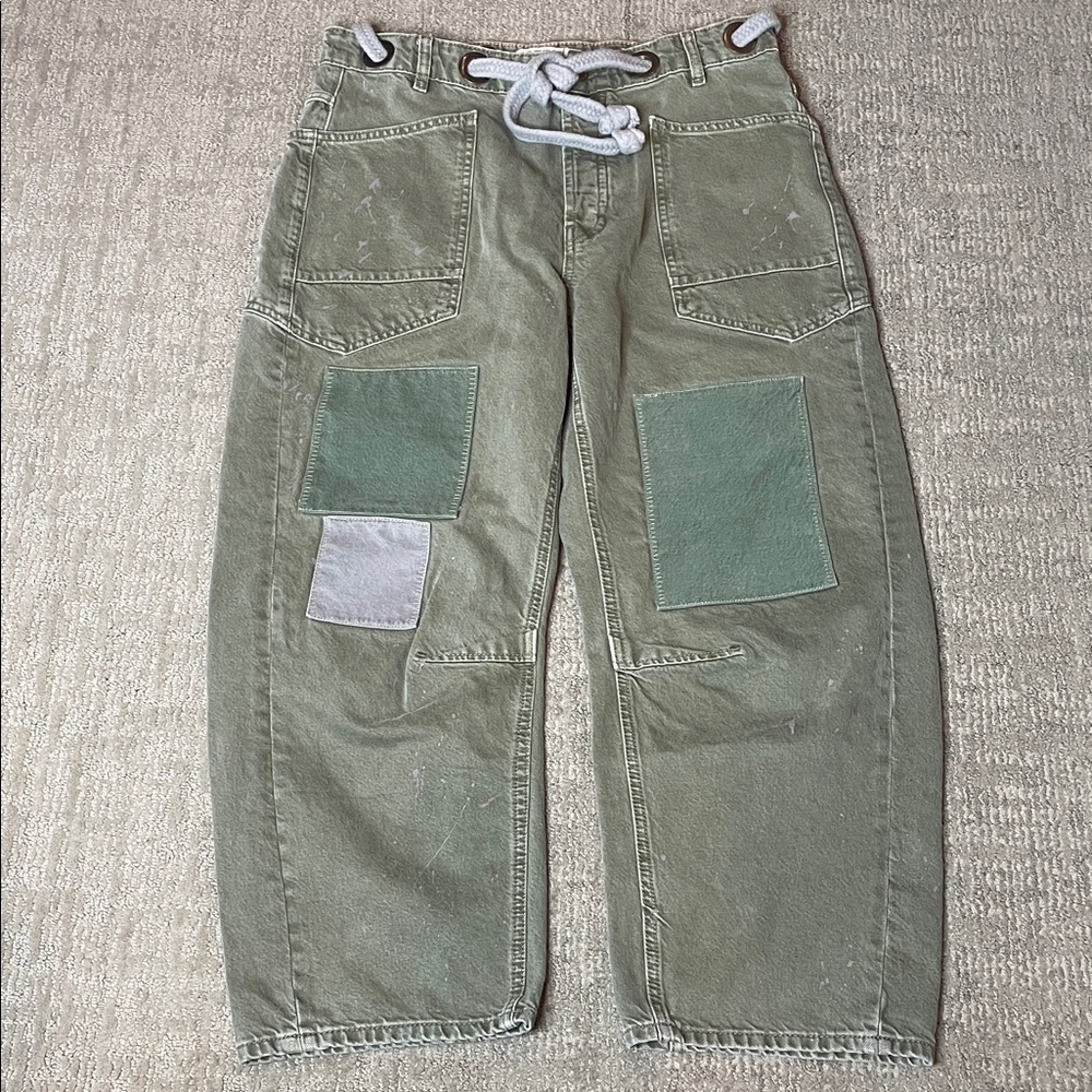 We The Free Olive Cargo Barrel Pants